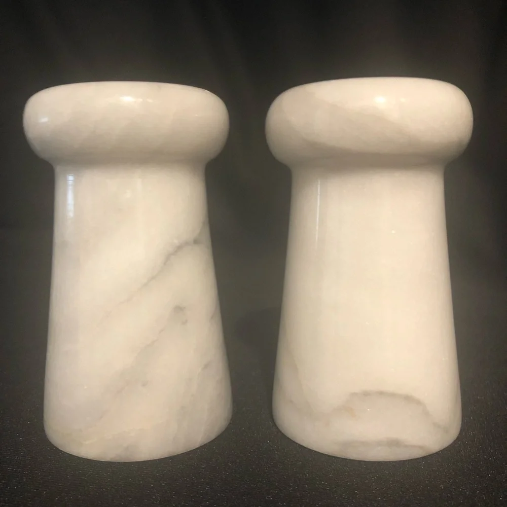 Mid-Century Modern Marble Stone Salt & Pepper Shakers - Picture 6 of 6